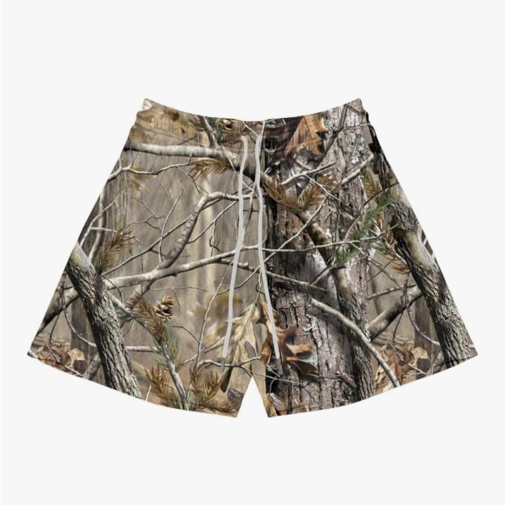 Hollister Men's Realtree-Style Camo Shorts in Brown and Green